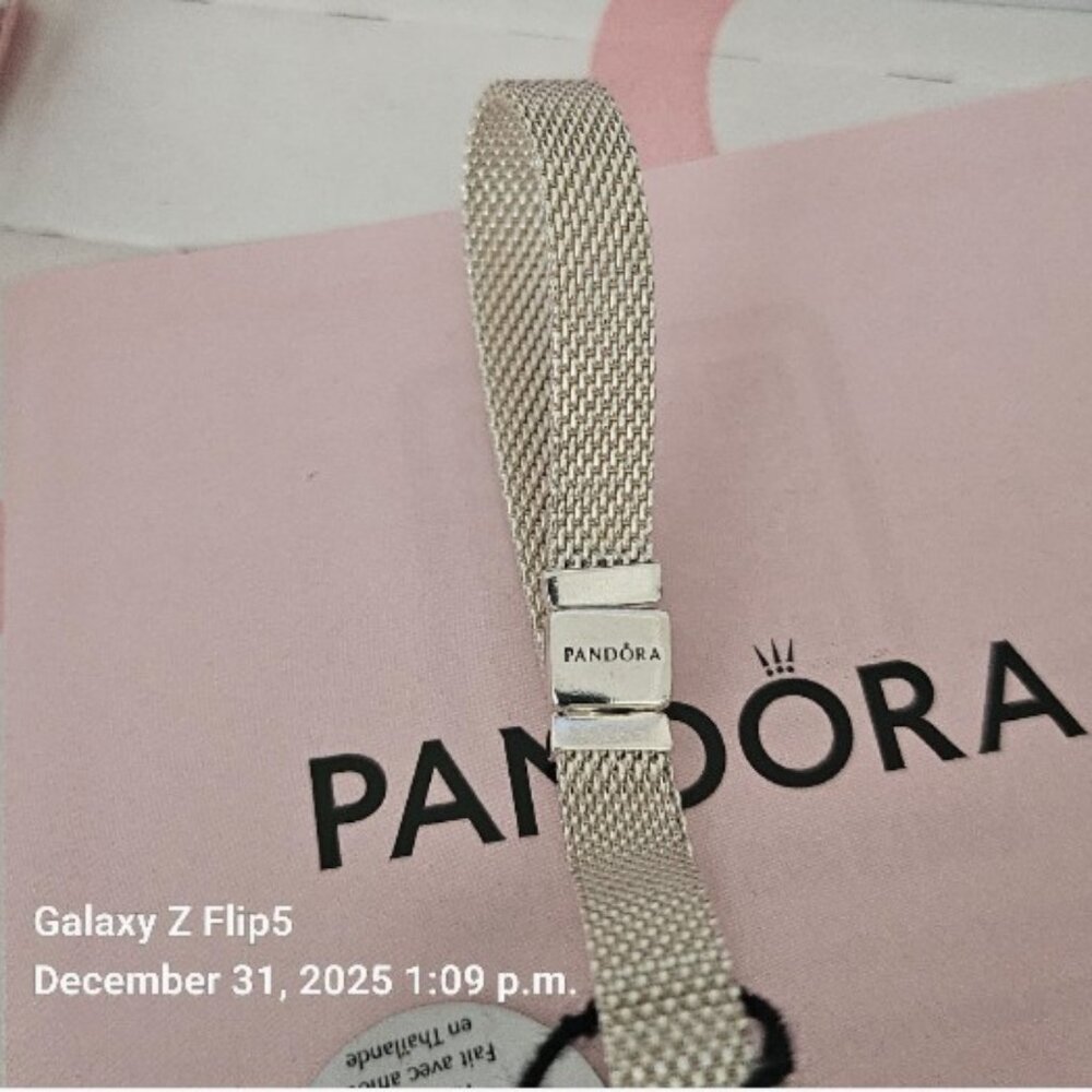 Authentic Pandora Sterling Silver *RETIRED*  Reflexions Mesh Bracelet 597712-16